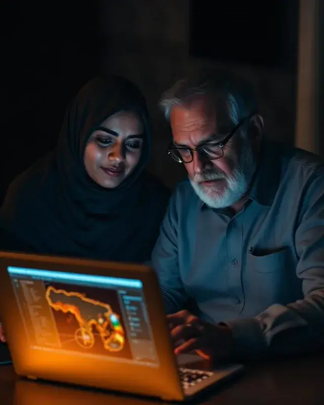 Two creators workshopping an AI generation pipeline together before the premiere