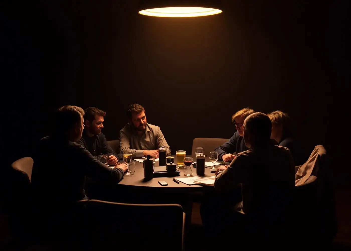 Creators working side by side in a dark hands-on AI media workshop